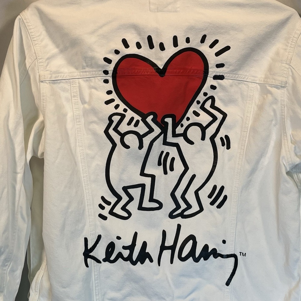Keith Haring Jacket H&M Limited Edition Mens Size Small Denim Relaxed White - Picture 2 of 14